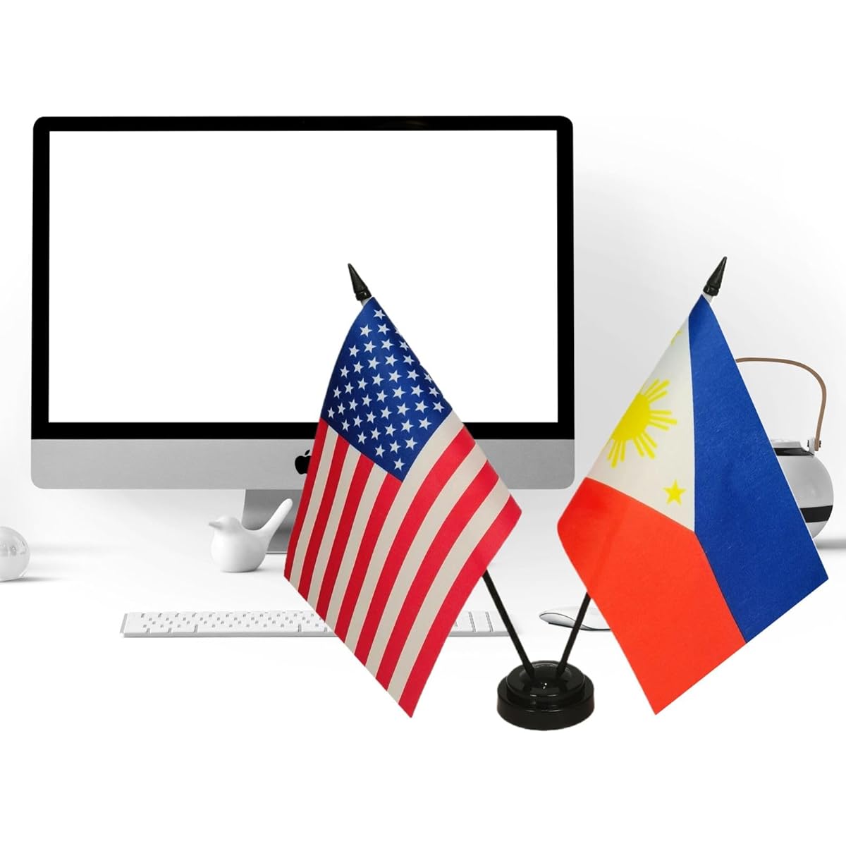 Philippine and American Friendship Table Flag Display American and Philippine Table Flags US Philippines Twin Desk Flag Set US and Philippine Flags