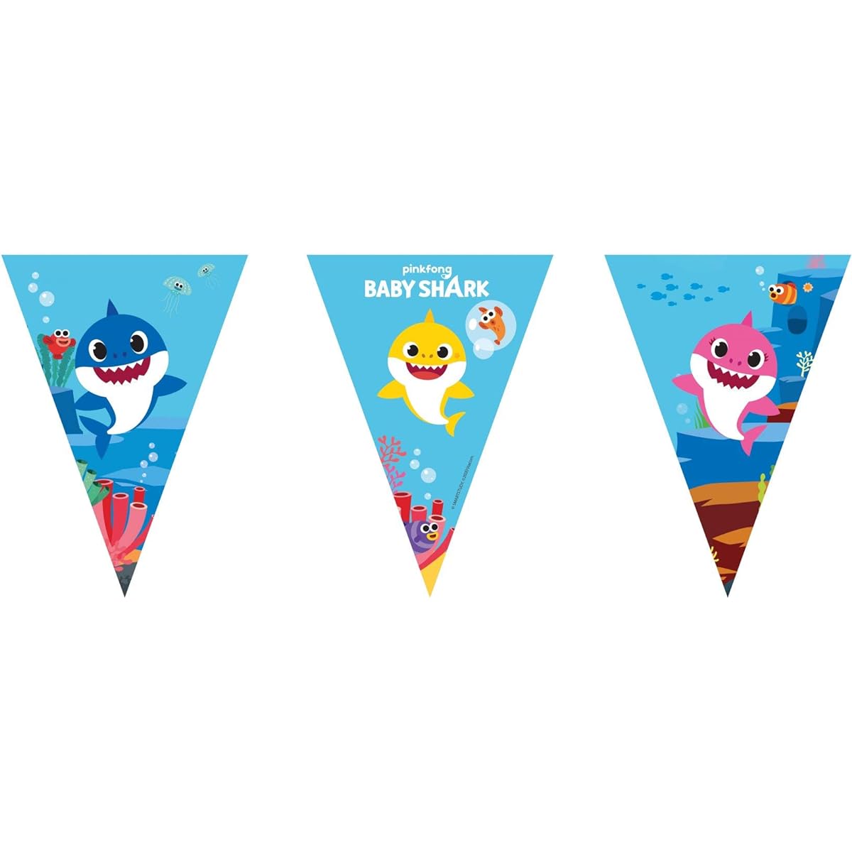 Procos Baby Shark Paper Party Triangle Flag Banner