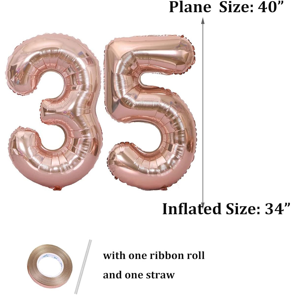 Number 35 Balloons 40 Inch Giant Foil Helium Balloons Jumbo 35 Number Balloons for Birthday Anniversary Festival Party Home Office Decorations Rose Gold 35