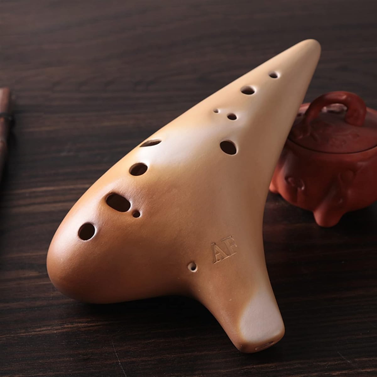 Handmade Ocarina 12 Holes Alto F Key Smoked Ceramic Ocarina Musical Instrument for Students Beginners Use Ocarina Instrument