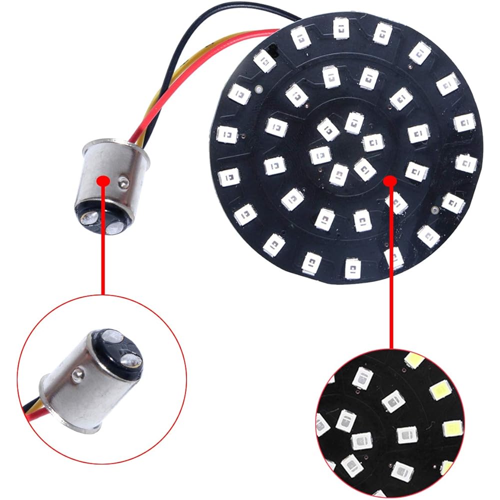 Motorcycle Front Rear 1157 LED Bullet Style (2 Inch) Turn Signal Valve Insert Parts for Harley Dyna Softail Sportster Red 48-LED Street Road Electra Glide