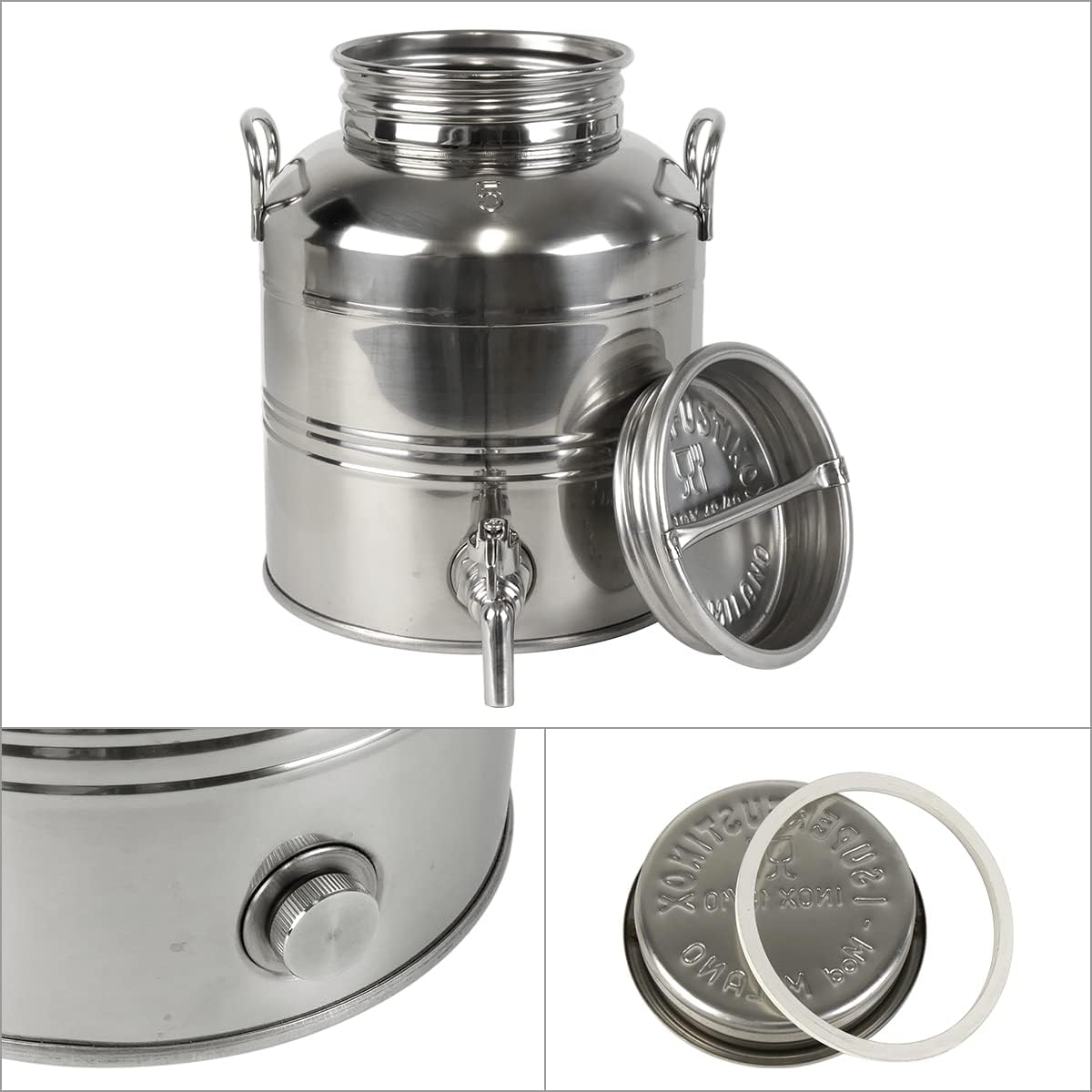 marchisio Water Jug Stainless Steel 5L Oil Drum Stylish Camp 322605
