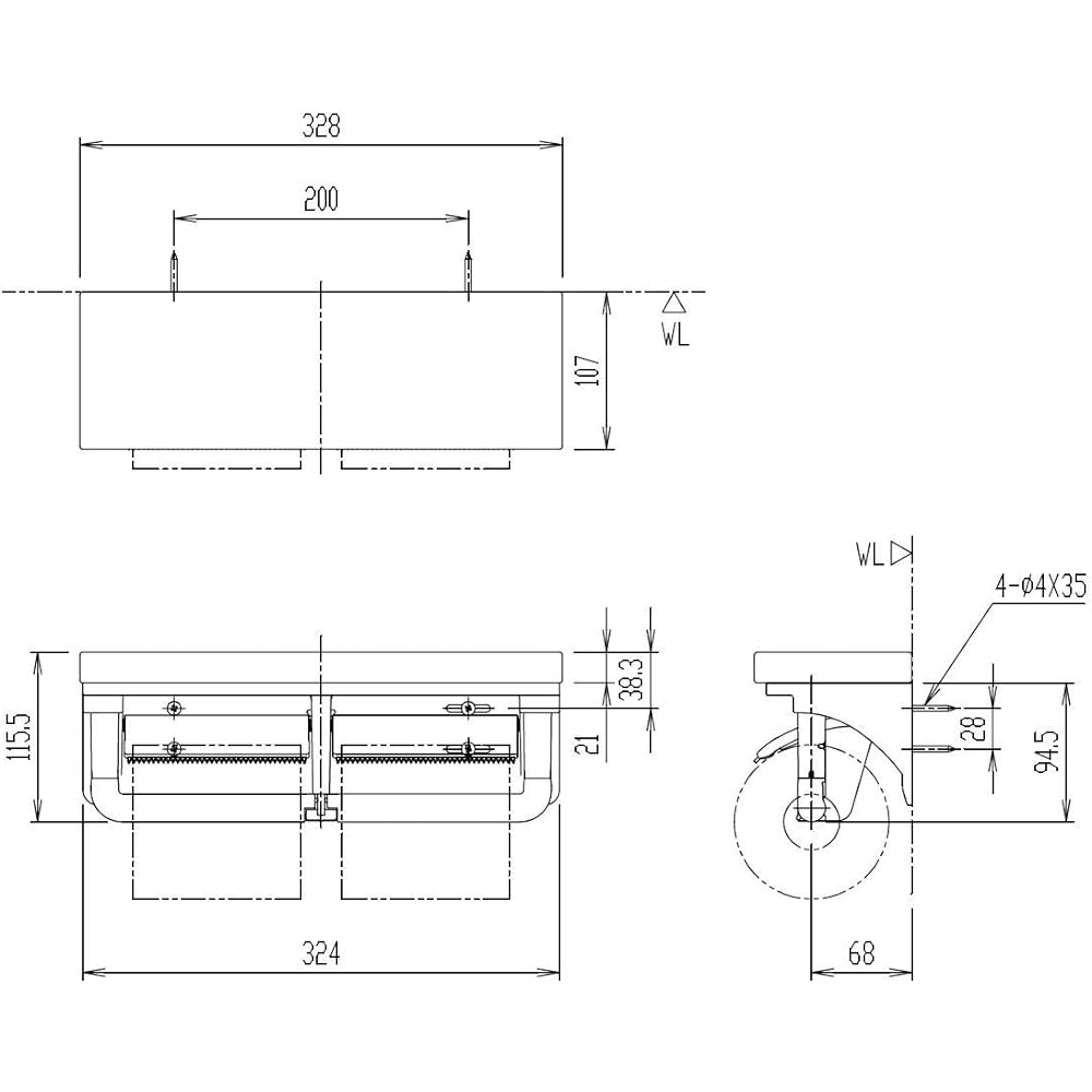LIXIL INAX Double paper roll with shelf White CF-AA64KU/WA