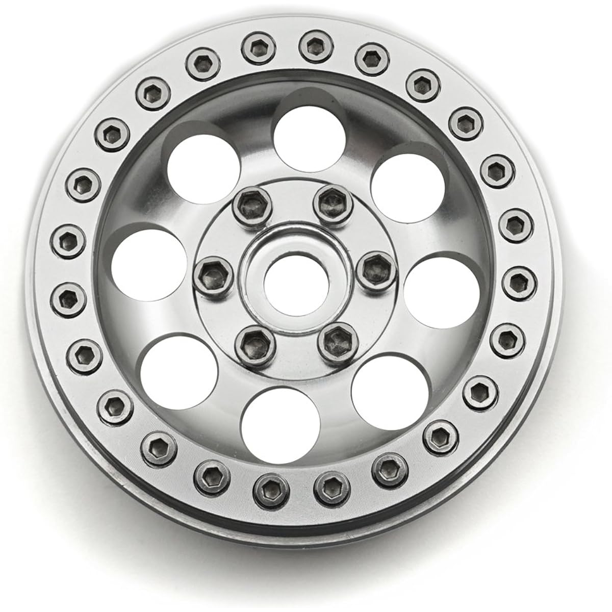 4pcs Metal 1.9" Beadlock Crawler Wheels Rims Set for RC 1/10 Crawler Truck Buggy Car Axial SCX10 CC01 D90 TRX-4RC4WD (Silver)