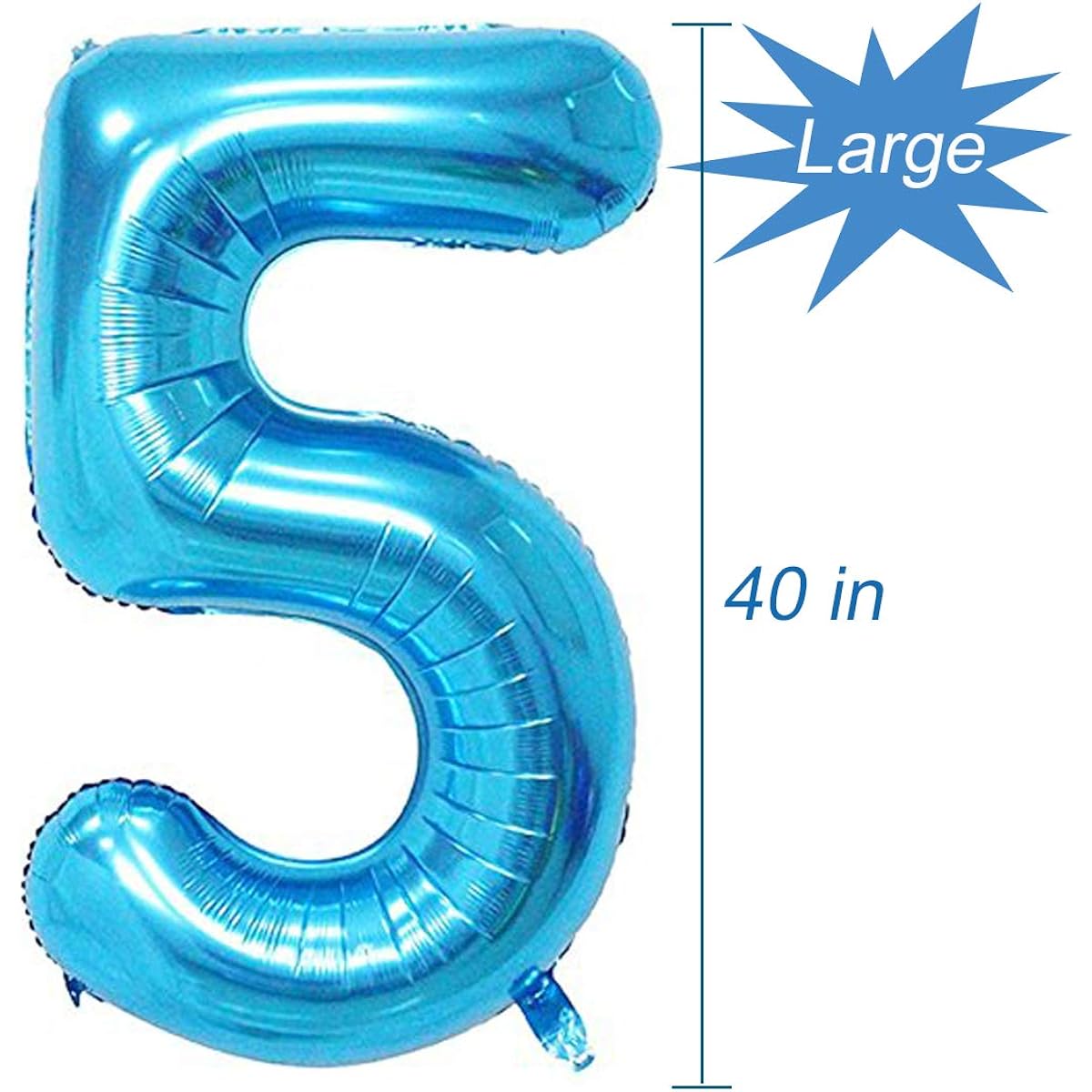 (Number 5) - Blue Number 5 Balloon, 40"