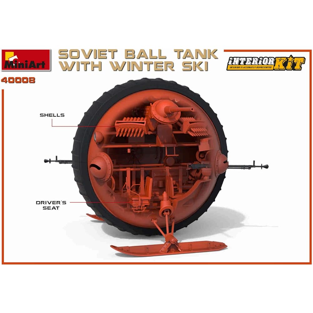 Miniart 1/35 Soviet Army Ball Tank Winter Ski Equipment Full Interior (Internal Reproduction) Plastic Model MA40008