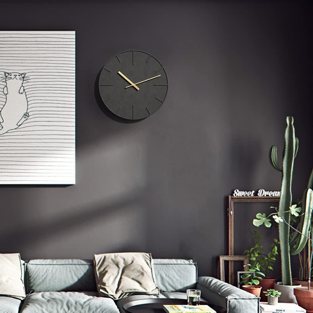 TAHITICA Wall Clock, Quiet, Cement Wall Clock, Simple, Modern, Scandinavian, 30CM, Room Decoration, Living Room, Interior, Housewarming Gift, Stylish, Hook Included
