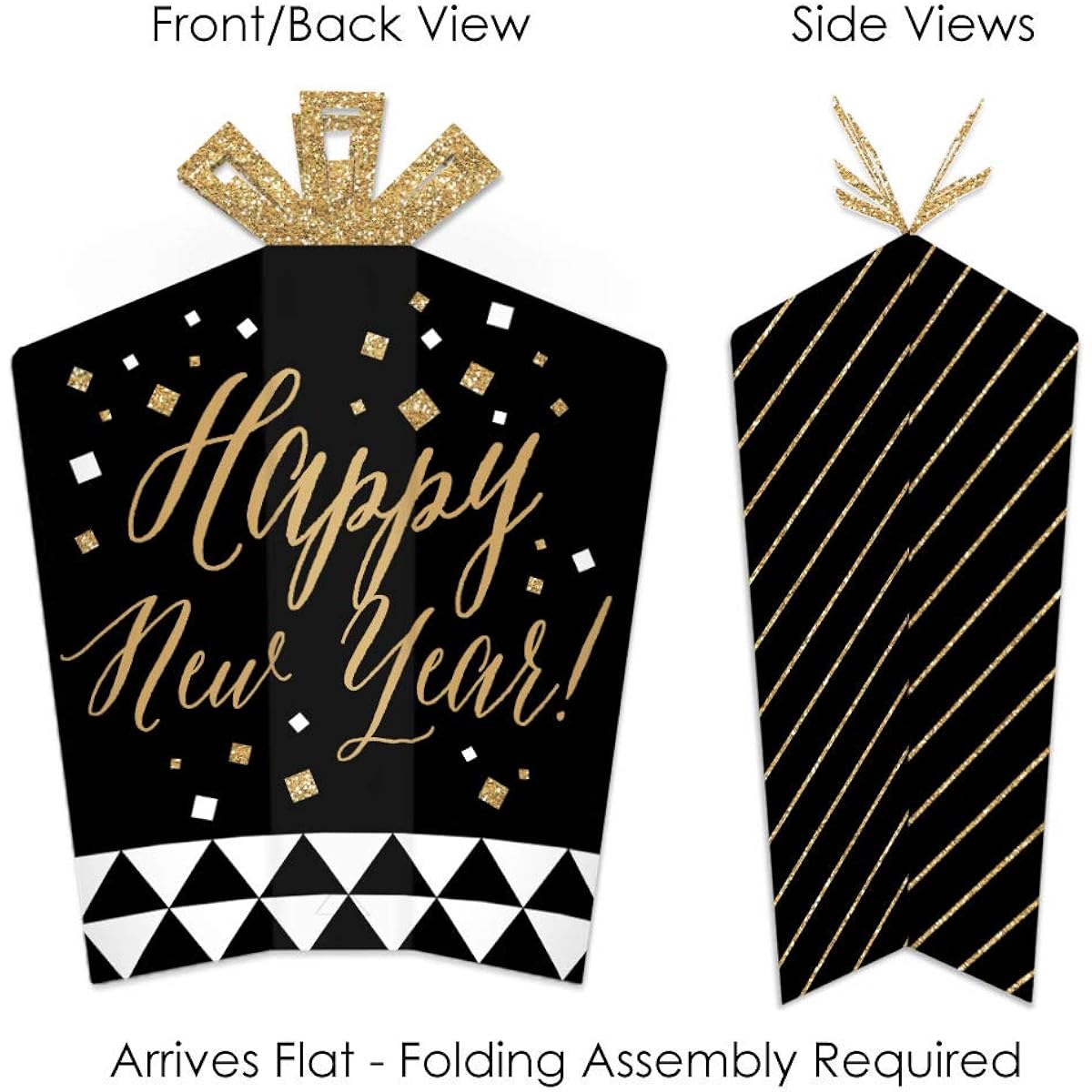 Big Dot of Happiness New Year's Eve - Gold - Table Decorations - New Year's Eve Party Wrap Flair Centerpieces - 10 Pieces