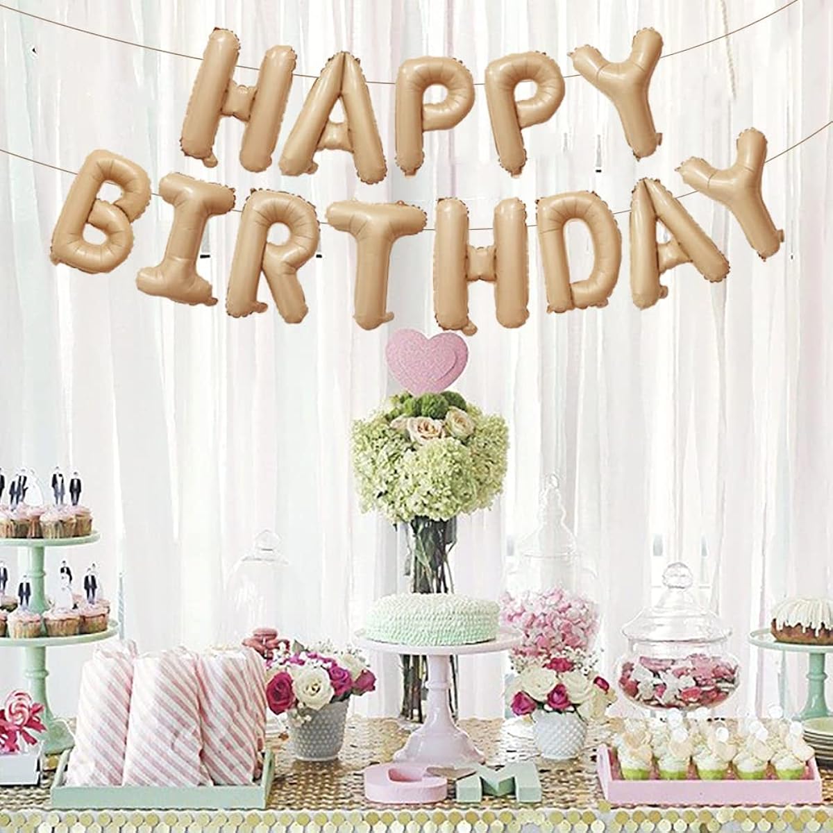 16 inch Happy Birthday Balloon Caramel Foil Balloon Happy Birthday Decoration Letter Balloon Happy Birthday Sign for Backdrop Happy Birthday Balloon Baby Shower Decoration Balloon Birthday Party Supplies