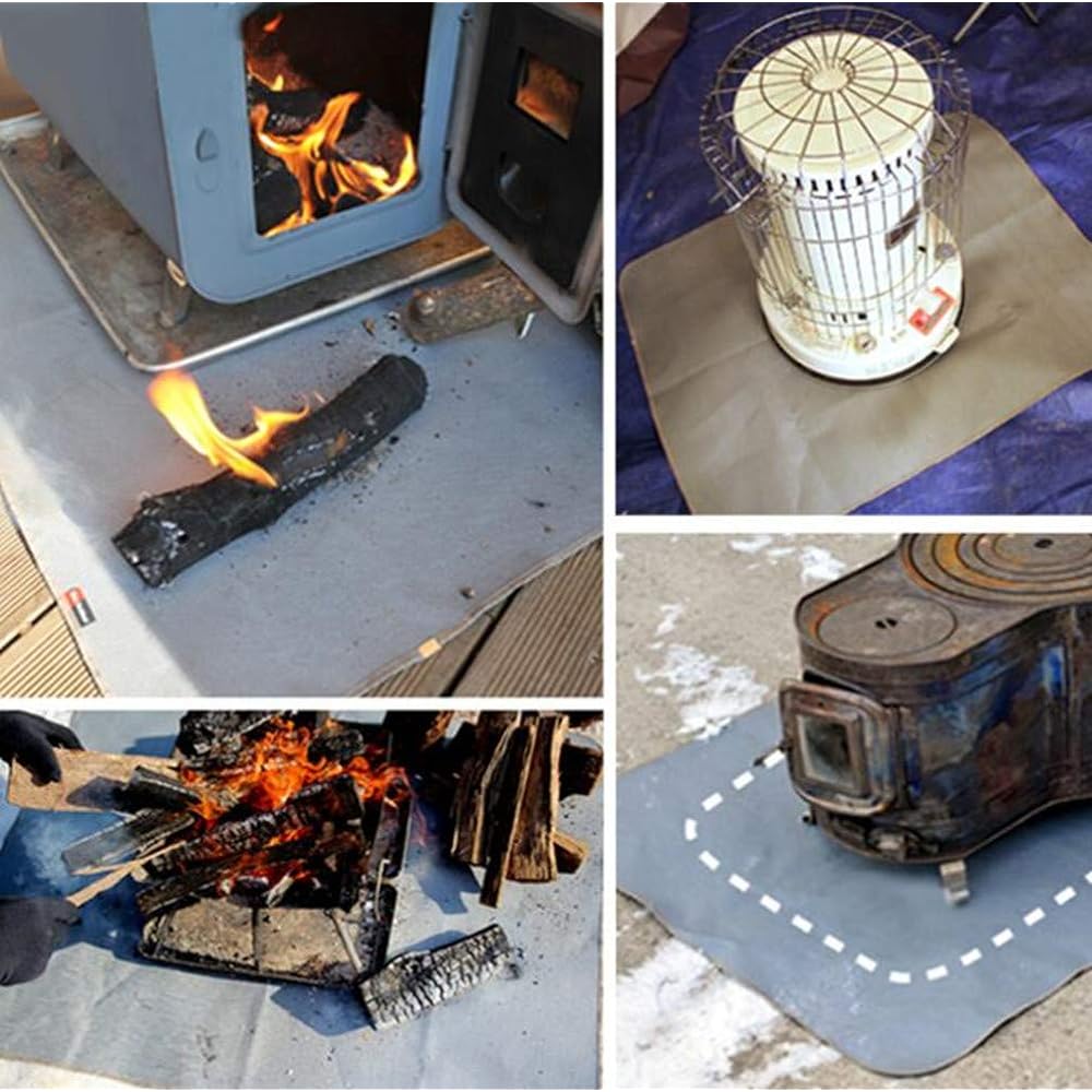 Tumecos Outdoor Bonfire Sheet Camping Heat Resistant Sheet Bonfire Sheet Stove Sheet Glass Fiber Silicone Coating Bonfire Sheet Fire Retardant Sheet Camping Sputter Sea Nonflammable Sheet Burner Sheet Heat Resistant Flame Retardant Fire Retardant Storage