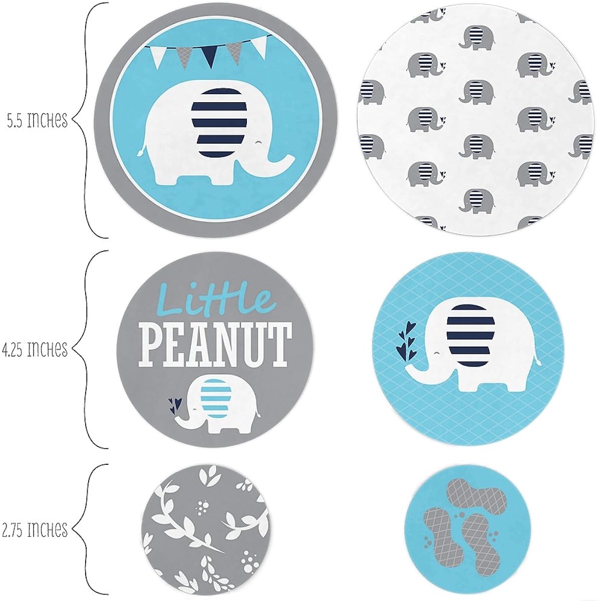 Big Dot of Happiness Blue Elephant - Boy Baby Shower Giant Circle Confetti - Birthday Party Decorations - 27 Large Confetti