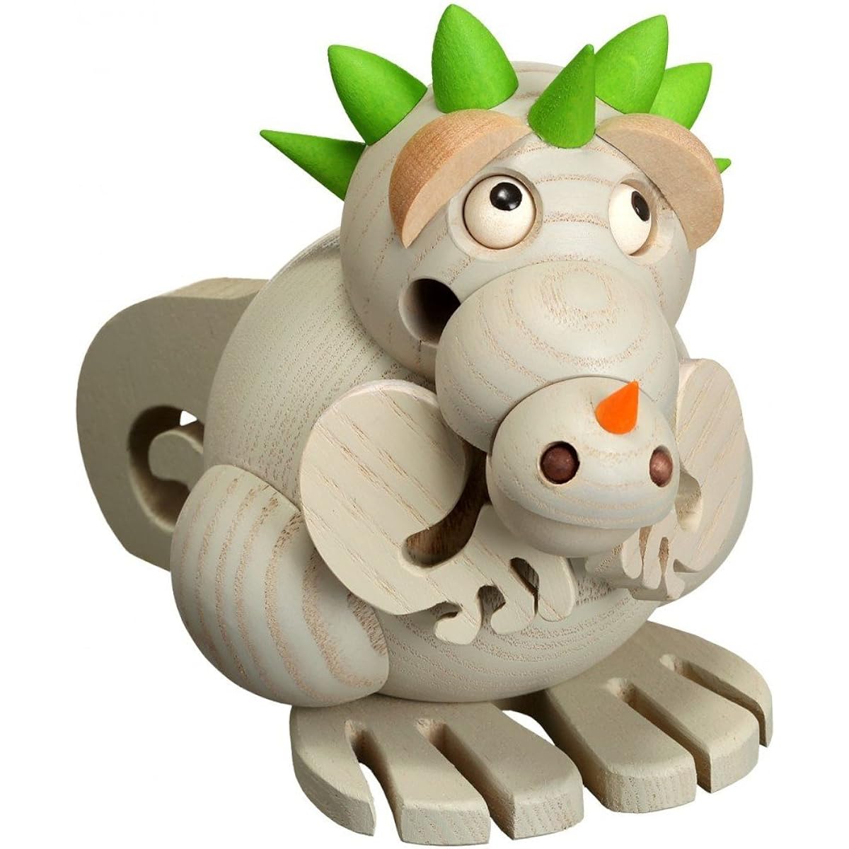 Smoke-emitting figure Dragon Shy Junior, height 10 cm / 4 inch, original Erzgebirge folk art Seiffen SV 19063