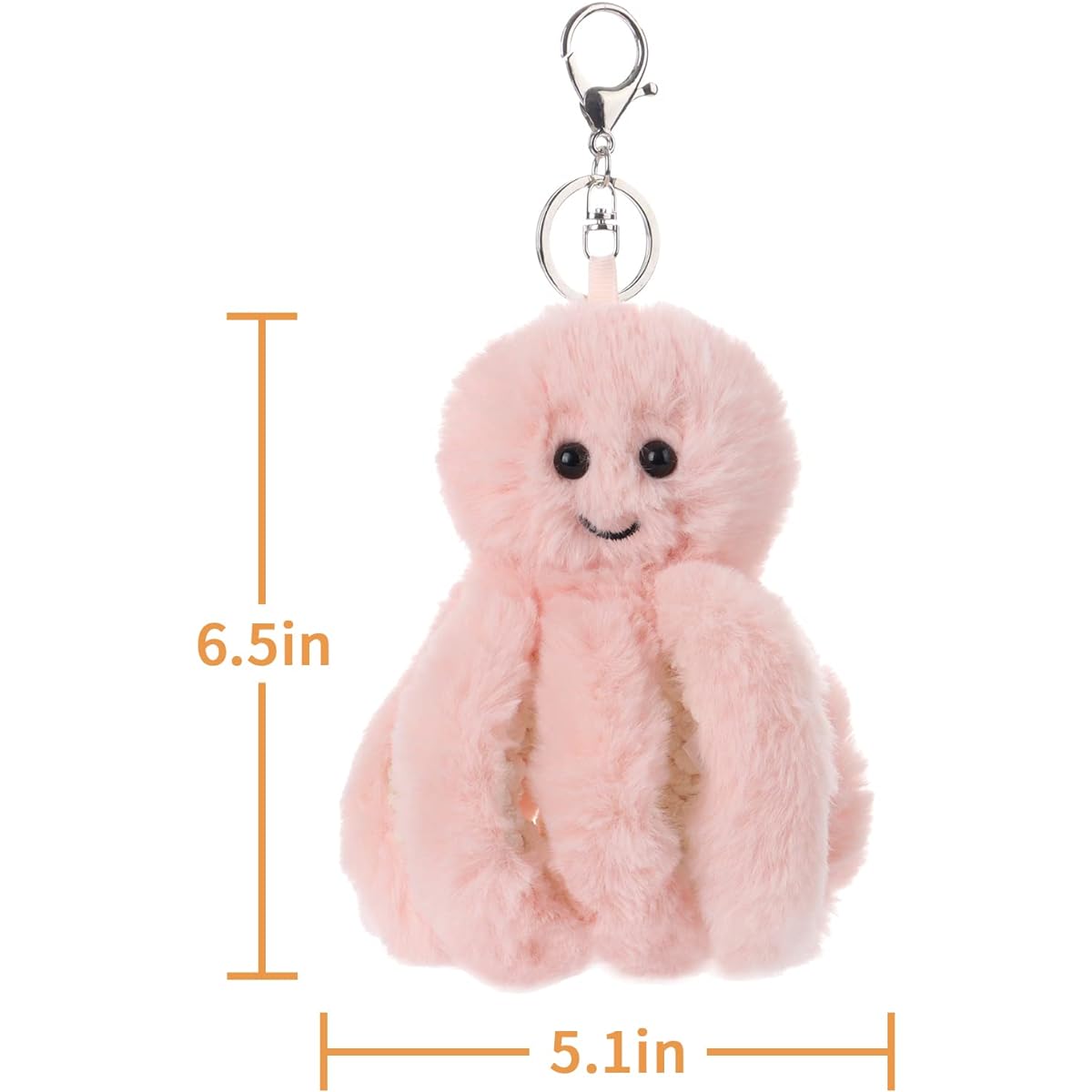 Apricot Lamb Cute Toy Plush Pink Octopus Stuffed Animal Soft Keychain for Kids Bag Wallet Backpack Handbag (6.5 Inch), Pink, S