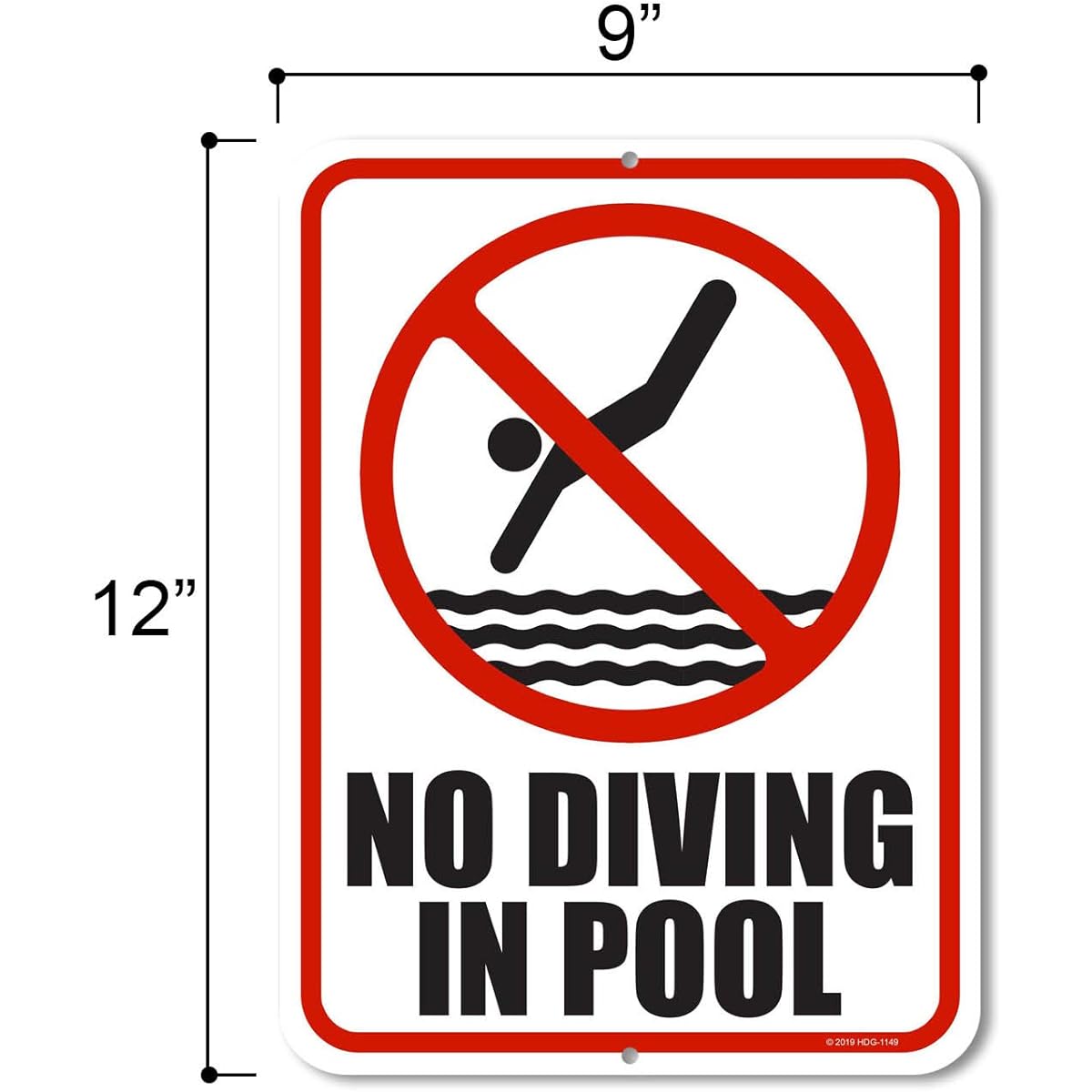 Honey Dew Gifts Pool Decor No Diving in Pool 9" x 12" Metal Aluminum Pool Sign Swimming Pool Outdoor Sign Made in the USA