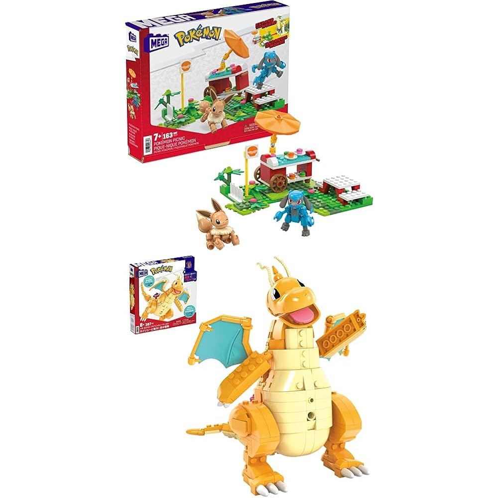 MEGA Pokemon Adventure World Picnic on the Hill with Eevee and Riolu & Lucky and the Forest Pokemon Center ~ Set of Pikachu, Eevee, and Togepi