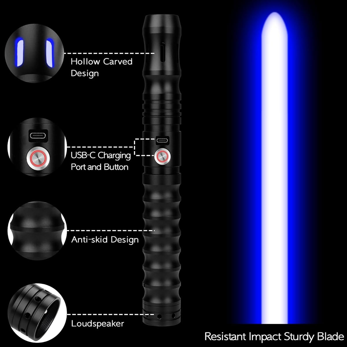 Dueling Light Sabers Smooth Swing FX Lightsaber with Motion Control RGB 12 Color Changing FX Saber 12 Sound Fonts Metal Hilt Saber Sword for Adults Teens Cosplay Birthday Black