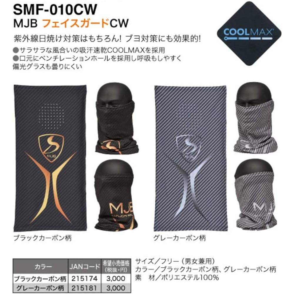 Shimotsuke SMF-010CW MJB Face Guard (Face Guard) Black Carbon Pattern