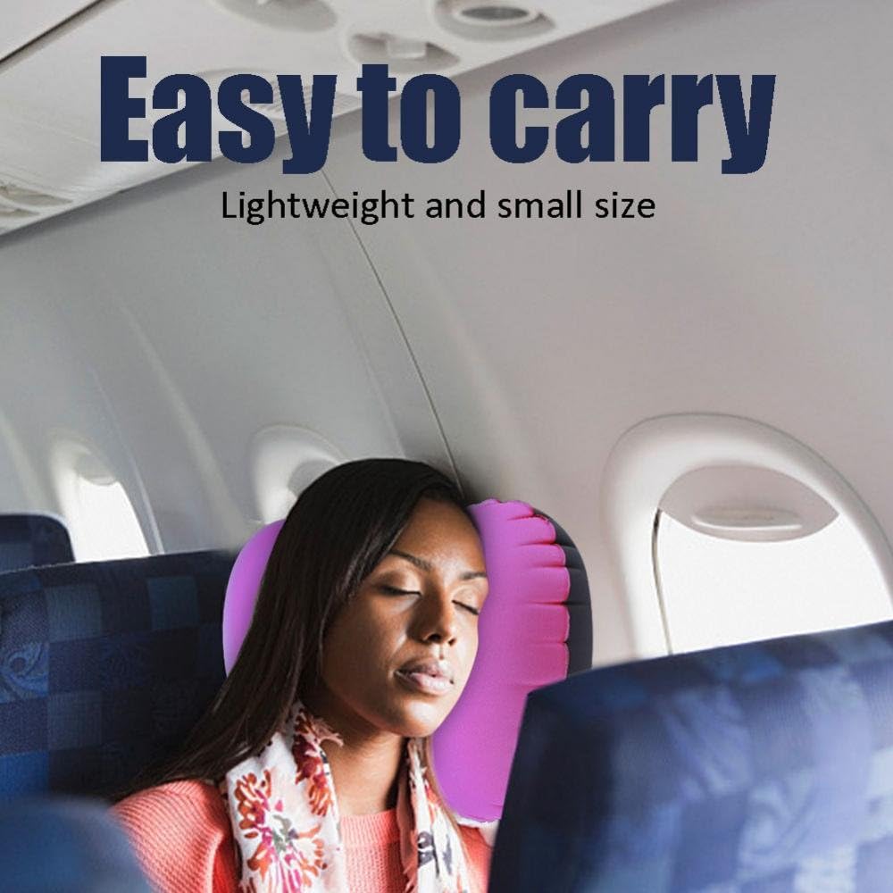 Air Pillow, Inflatable Pillow, Air Pillow, Portable Pillow, Camping Pillow, Elastic, Soft, Easy to Carry, Washable, For Travel/Camping/Outdoor Use, 4 Colors, Pink