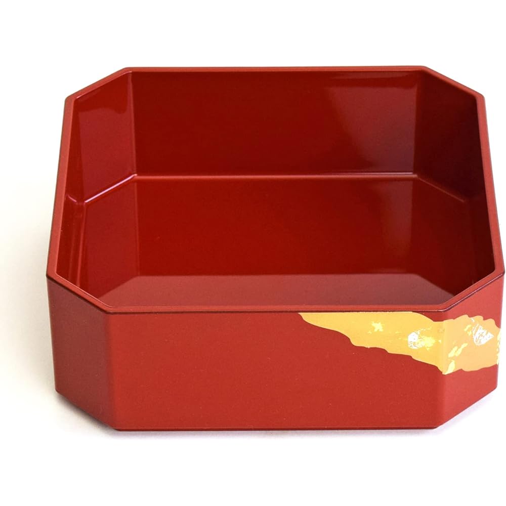 Maeju lacquerware, double box, 2 tiers, 2 tiers, bright vermilion, red, crane, phlogopite, osechi, 17.5cm, square, traditional craft, Yamanaka lacquerware, made in Japan 6R-514