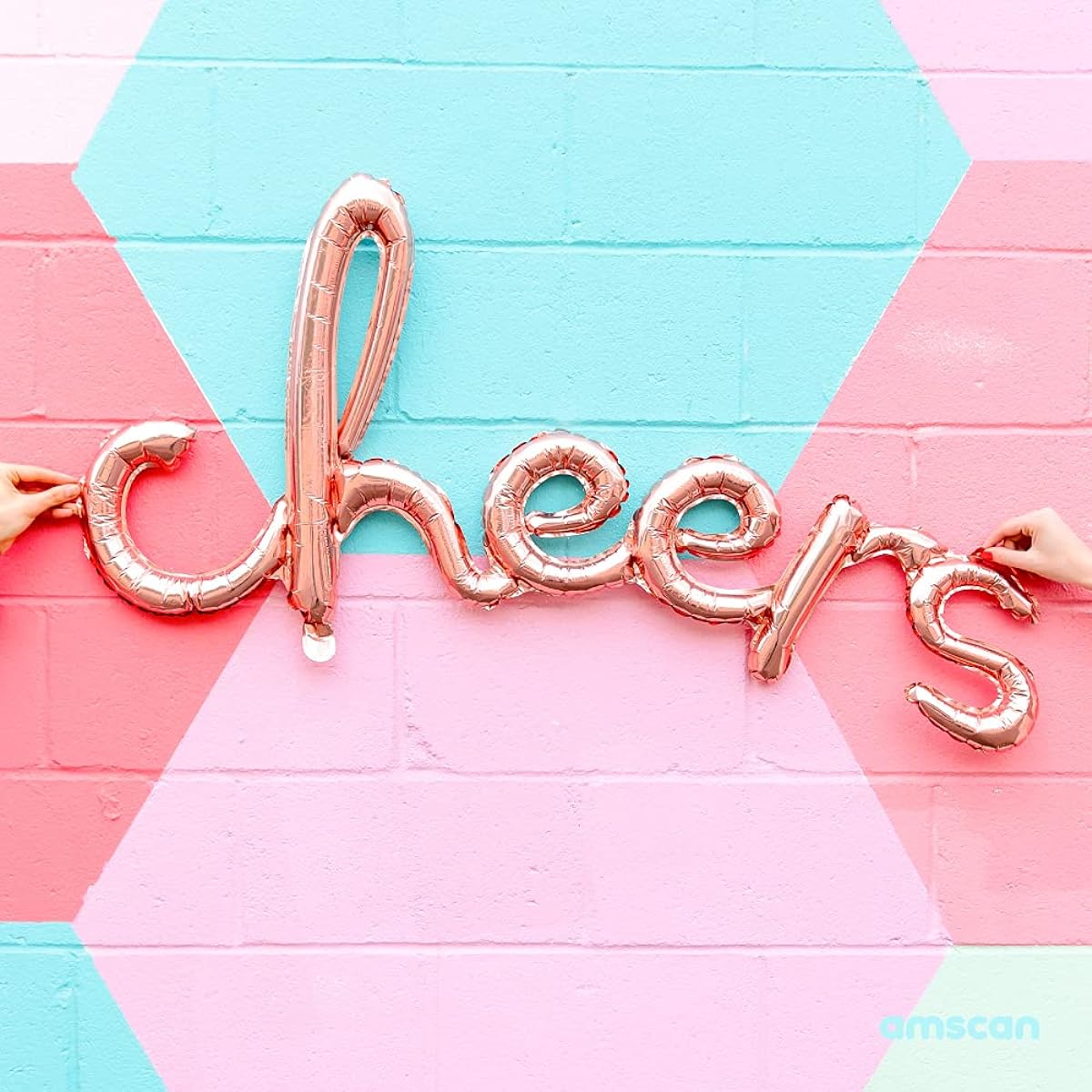 Amscan 10135832 Gold Rose Cheer Script Phrase Foil Balloon - 1 pc