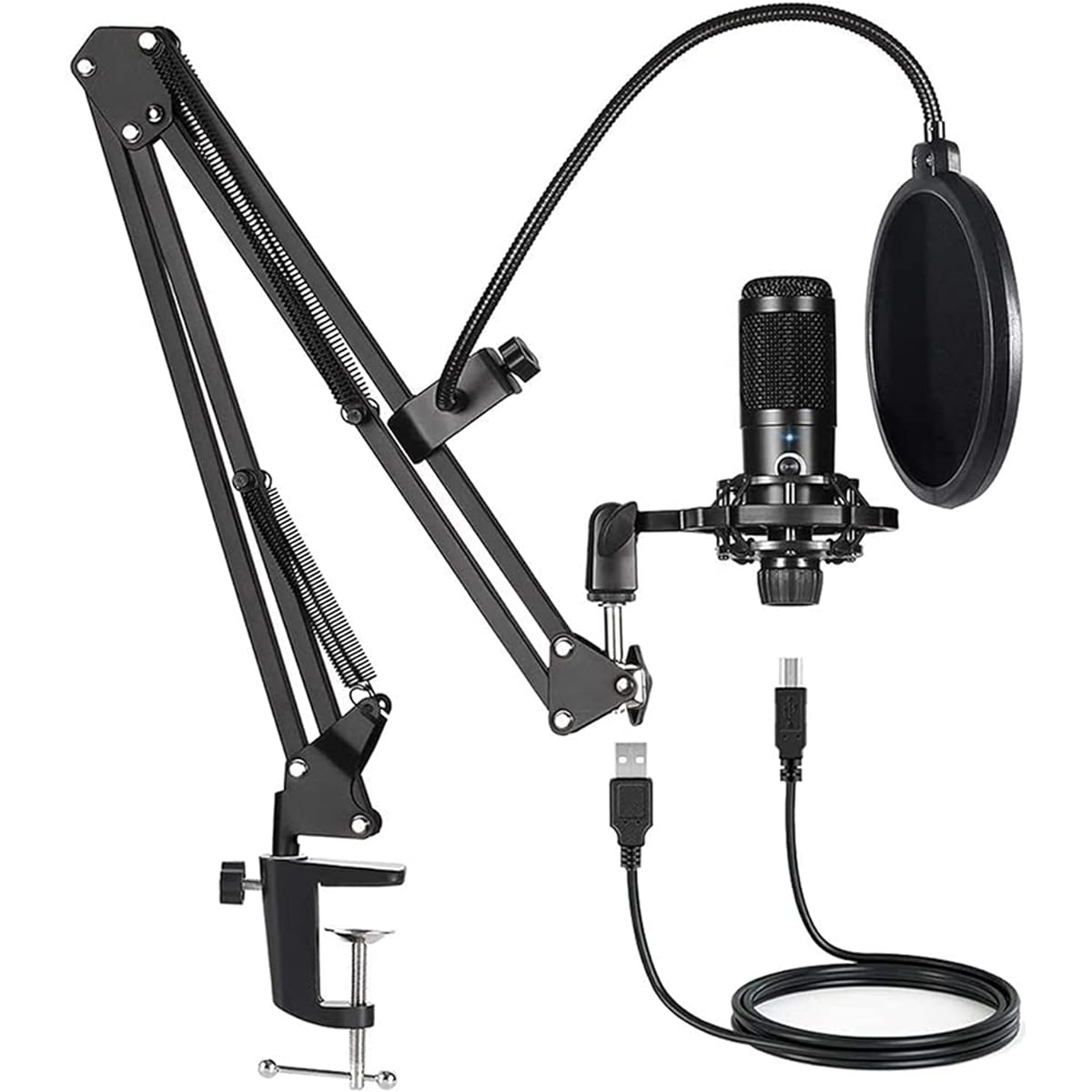 Microphone USB Computer Condenser Microphone Horn Kit with Adjustable Scissor Arm Stand for Video Game Stream Staff T669 Microphone Stand