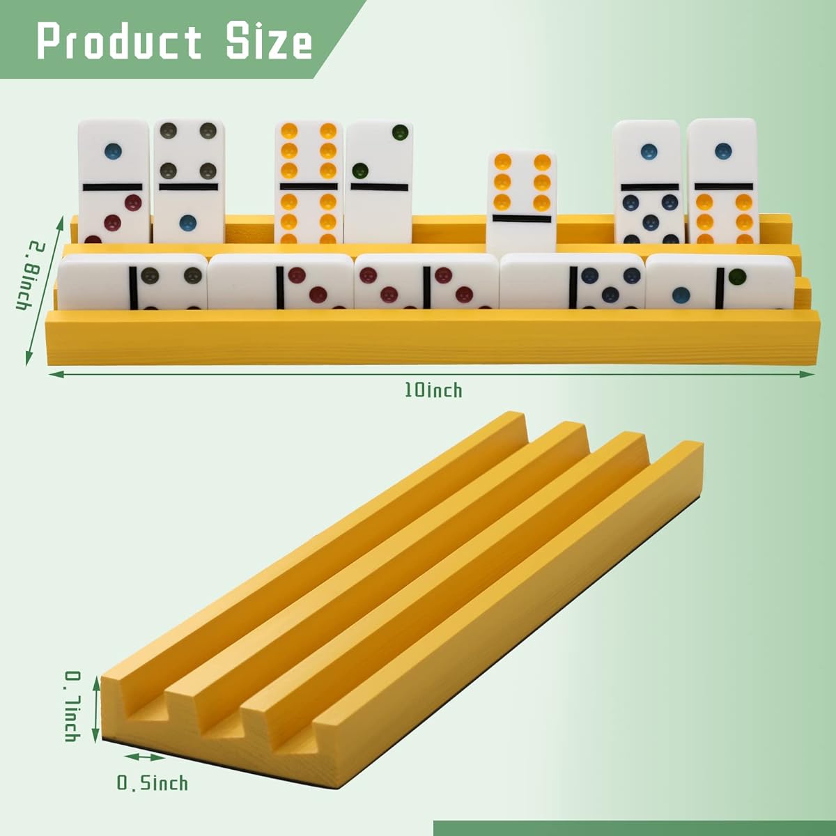 Tatuo Colorful Domino Tray Wooden Domino Rack Wooden Domino Holder Domino Stand Tile Holder Mexican Train Domino Accessories Domino Game Supplies (Dominos Not Included) 8 Pieces