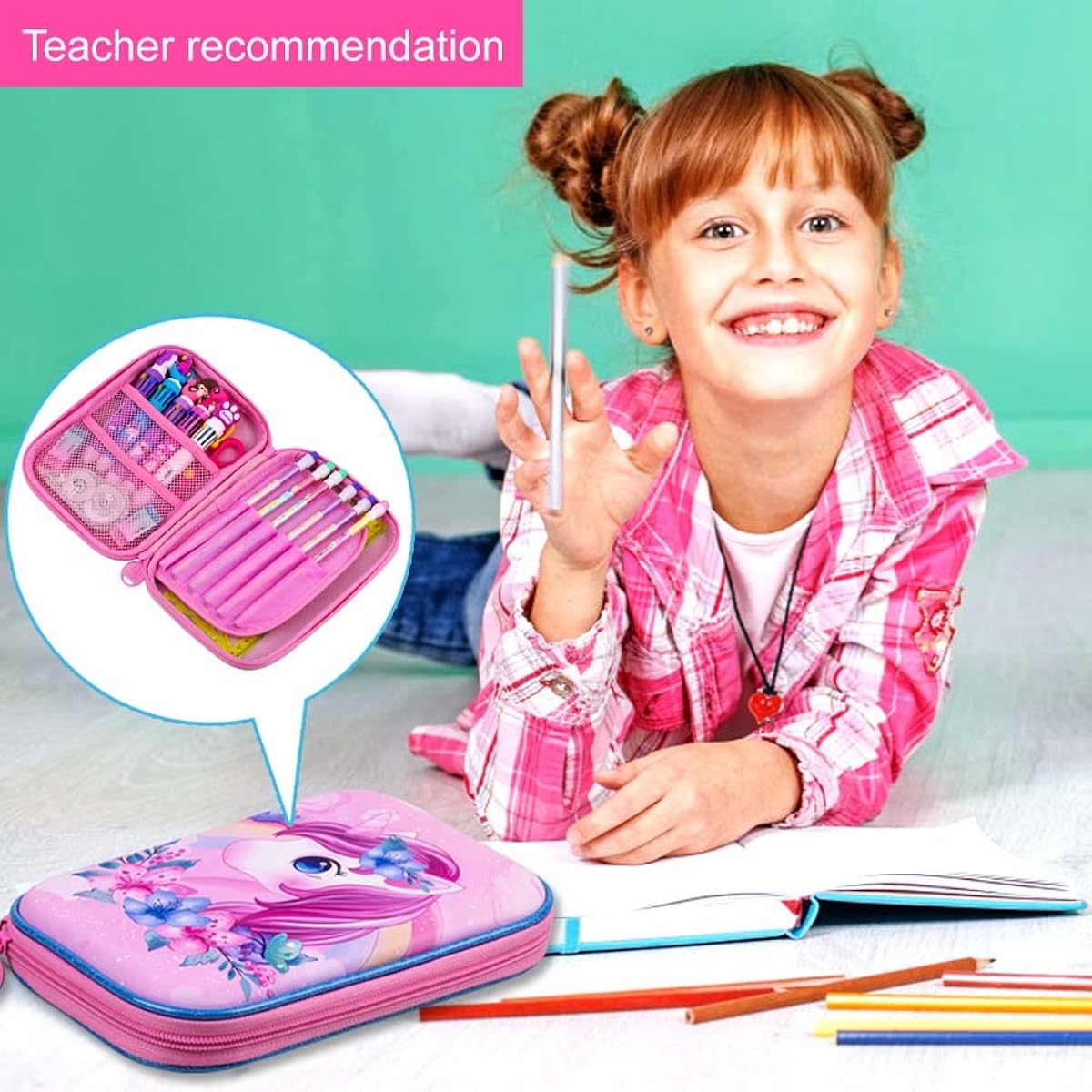 Unicorn Pencil Box, Cute Kids Pen Pouch Case, Hard Pencil Pouch with Zipper for Girls, Kids Toddlers