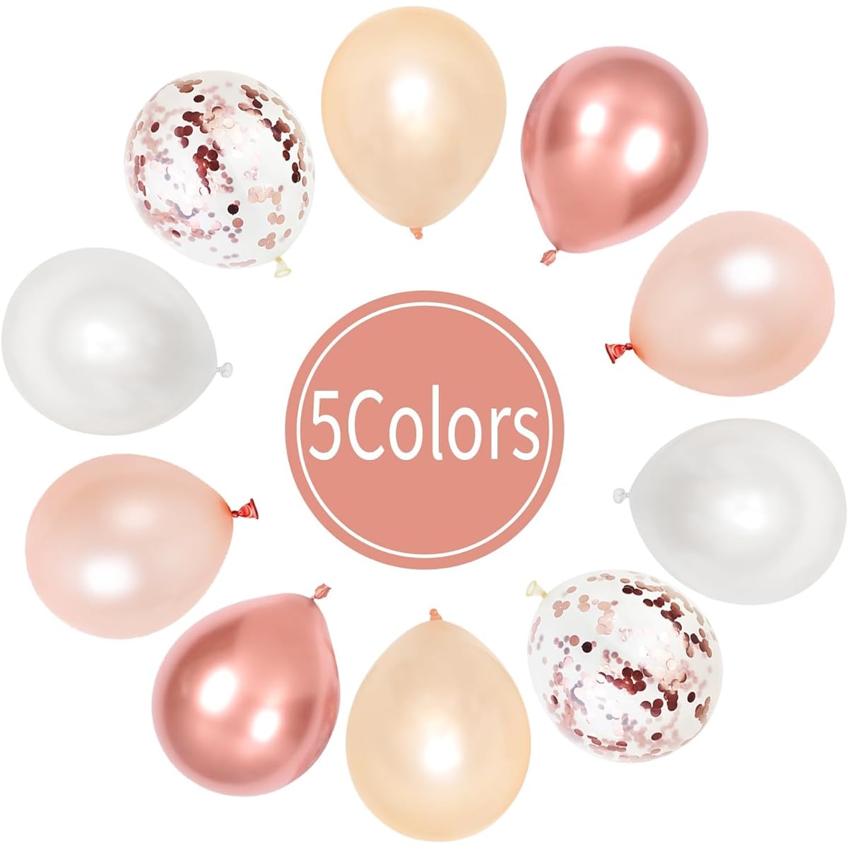 Dagelar Rose Gold Balloon Set Pearl Champagne Gold Rose Gold and White Birthday Balloons Metallic Rose Gold Confetti Balloons for Girls Women Birthday Party Wedding Bridal Shower Decorations