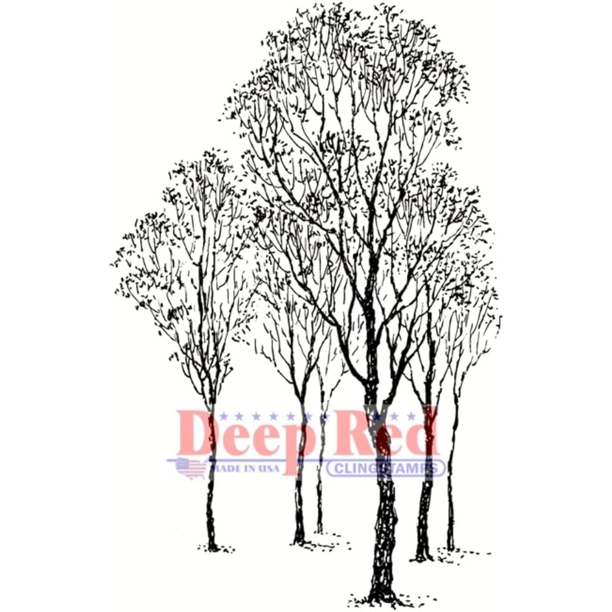Deep Red Stamps 3X505521 Cling Stamp, 2 x 3, Winter Trees, Red by Deep Red Stamps