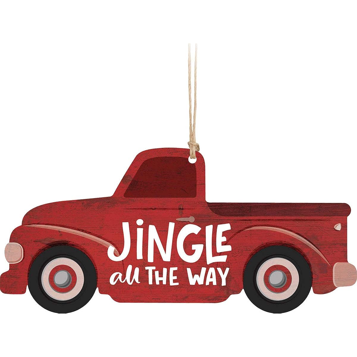 P. Graham Dunn Jingle All The Way Truck Red 5.2 x 2.4 Wooden Christmas Figurine Ornament
