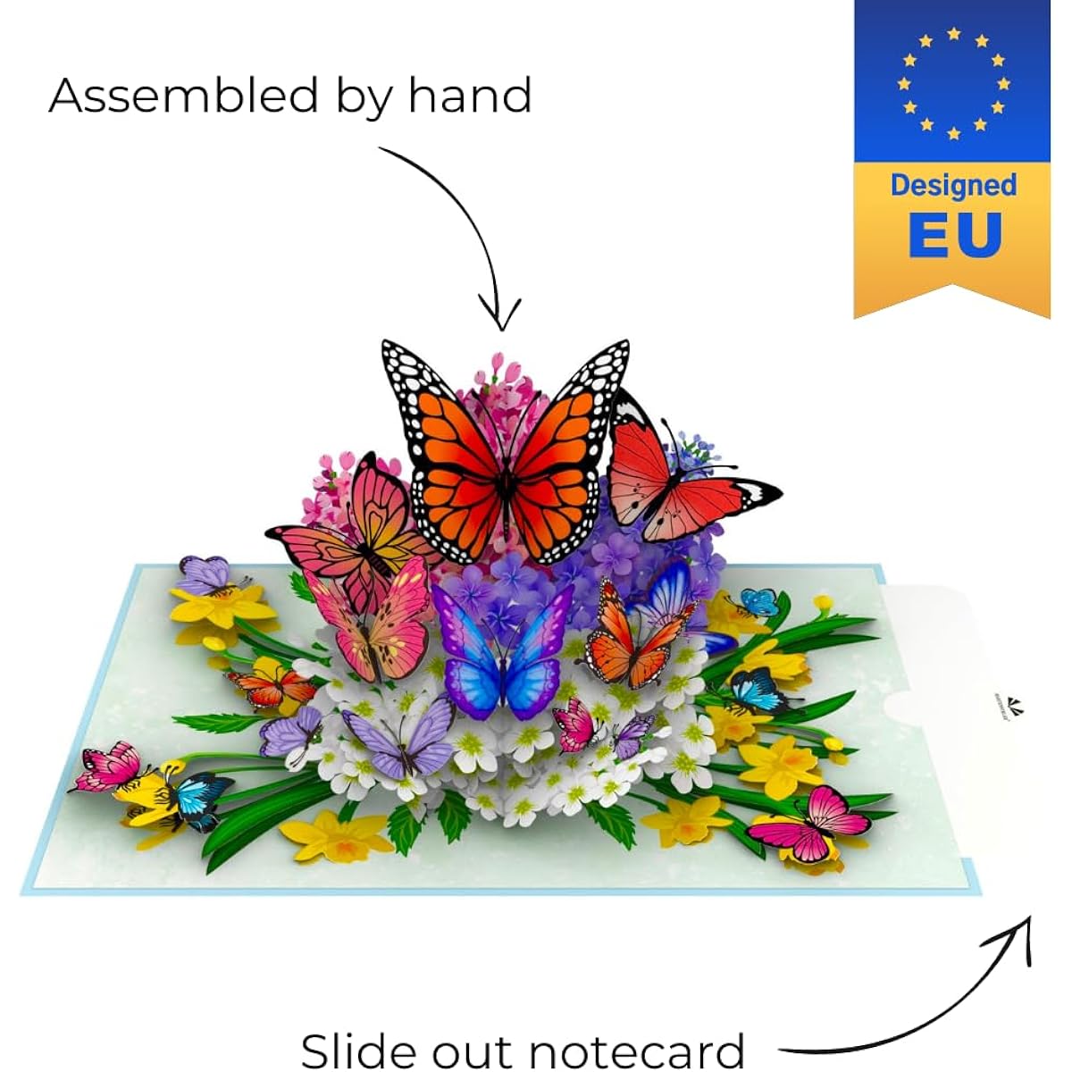 Hartensteler® Pop-Up Card Butterflies in Nature - 3D Butterfly Card for Wife, Girlfriend & Mother (Birthday Card, Get Soon, Thank You, Anniversary)