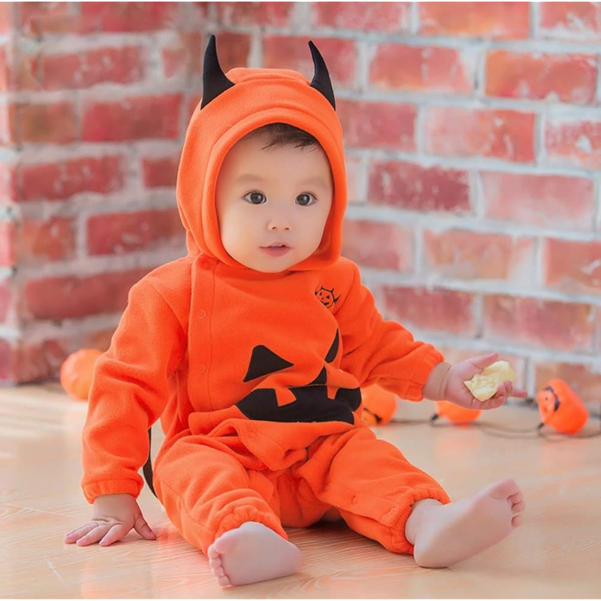(Twin-happiness) Halloween Pumpkin Newborn Baby Kids Children Clothes Coverall Romper Cosplay Event Outfit Costume (95)