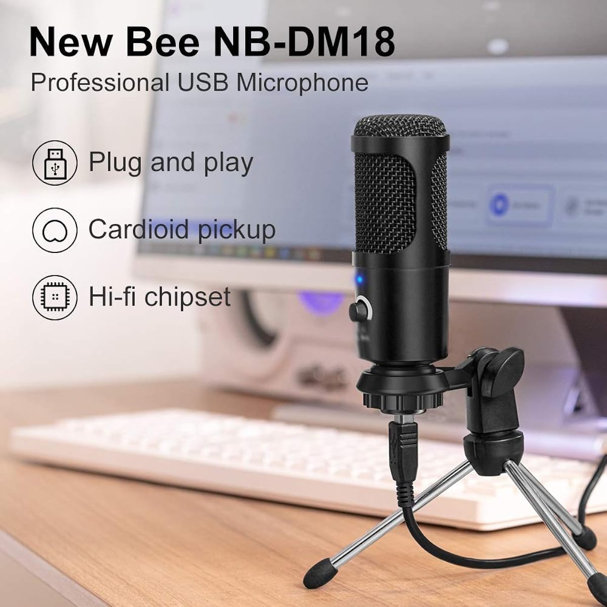 USB Microphone PC Condenser Microphone Vocal Recording Studio Mic for You Tube Video Chat Gaming Podcast