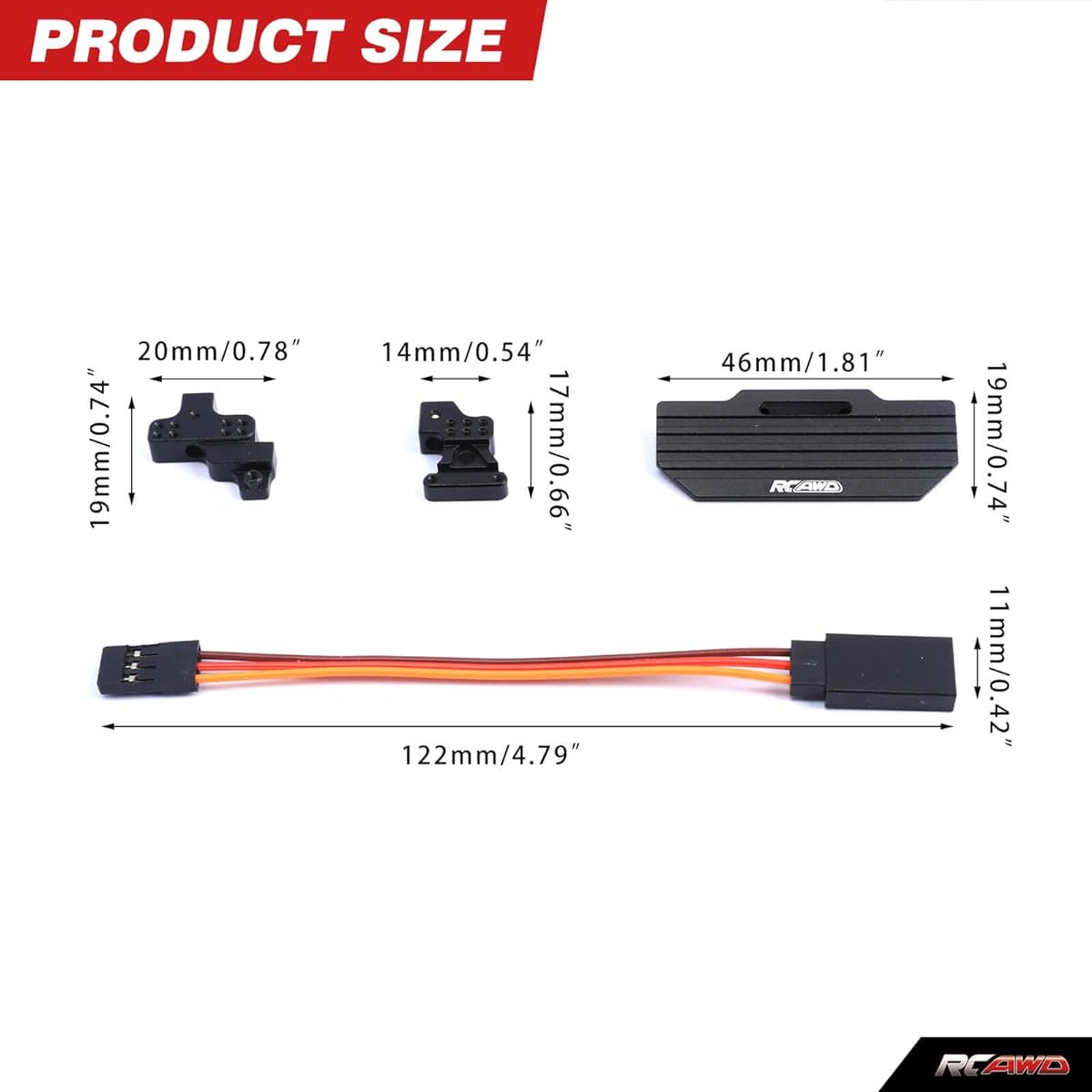 RCAWD SCX24 Shock Tower & Extension Cable & Footplate Set for Axial 1/24 SCX24