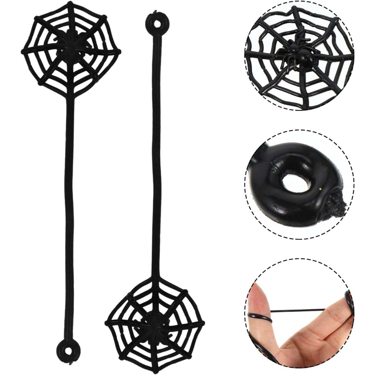 MAGICLULU 20pcs Handheld Spider Web Mini Stretchy Spider Webs Retractable Spider Webs for Halloween Decoration Gifts (Black)