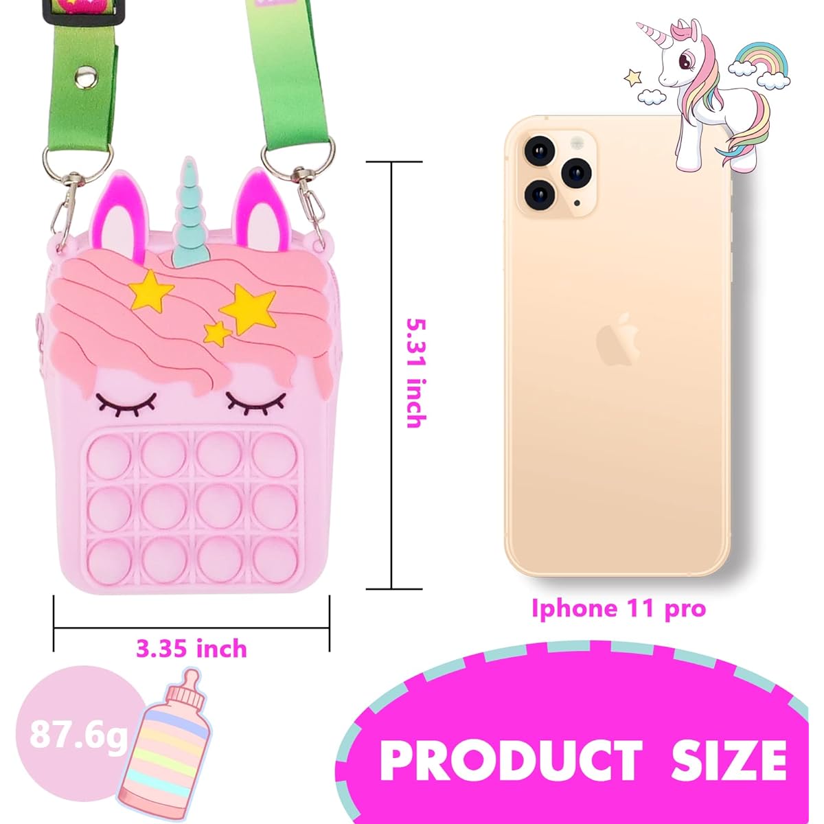 Abscalar op Fidget Toy Shoulder Bag - Fidget Girl Bag Wallet - Kids Stress Relief Fidget Toy - Pop Fidget Messenger Bag Toys Christmas Popular Birthday Party Gift - Pink