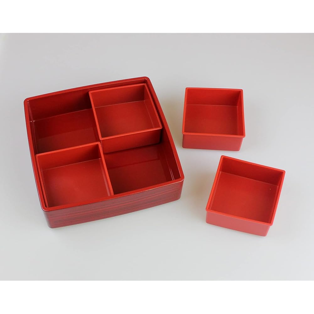 Kishu lacquerware 6.5 inch DX three-tiered box, trunk, red heather inner vermilion, with partitions