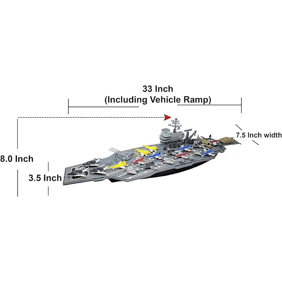 Toy Aircraft Carrier Army Men's Fighter Plane with Cargo Plane 18 Fighter Jets 6 Reserve Military Vehicles