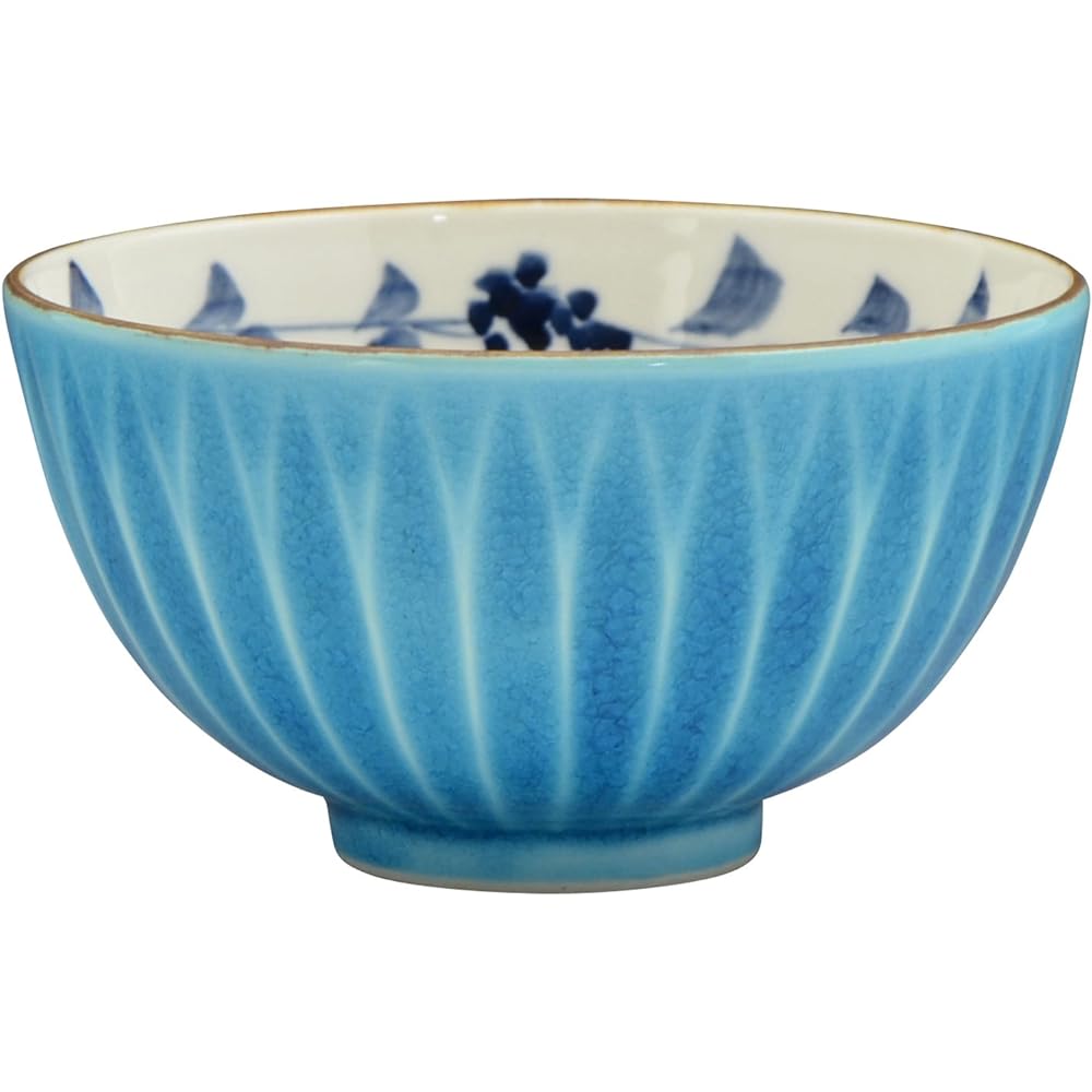 Kyoto ware, Kiyomizu ware, bean kiln, rice bowl, large, red and white plum KTA043-01