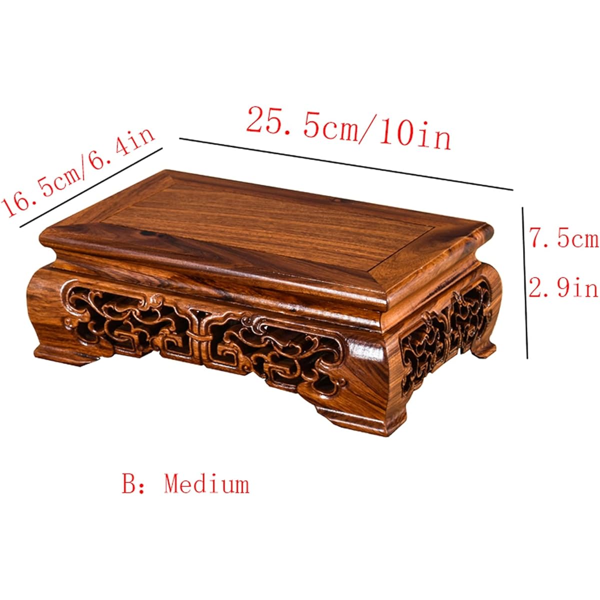 Furniture Wooden Display Stand Wooden Vase Base Hollow Carving Base Family Exquisite Ornaments, Buddha Statue Ornaments Base Vase Pot Guanyin Lotus Handicraft Ornaments Bracket Teapot Vase Bonsai Base (Color: A) (B)