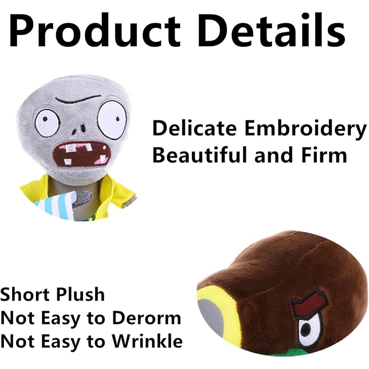 JHESAO Lettuce Plant and Zombie Plush Banner Zombie Toy PVZ Plush 1 2 Stuffed Soft Doll Coconut Cannon Plant Toy 3pcs