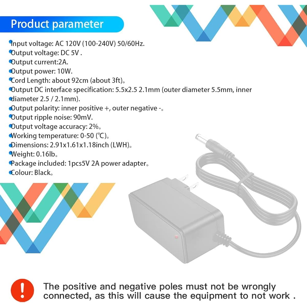 MTDZKJG 5V 2A Power Adapter Supply AC100-240 to DC 5 Volt 2000mA 5.5mm x 2.5mm Plug 5V 2A AC/DC Power Transformer