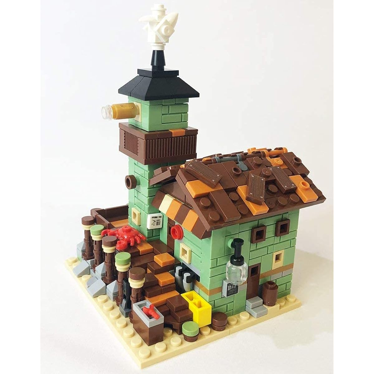 Brick Loot Bait Tackle Shop Old Fishing Village Store Set Kit - Custom Design Creative Ideas Architecture - Great Birthday Gift - Fits Lego and Most Major Toy Building Blocks - 427 Pieces