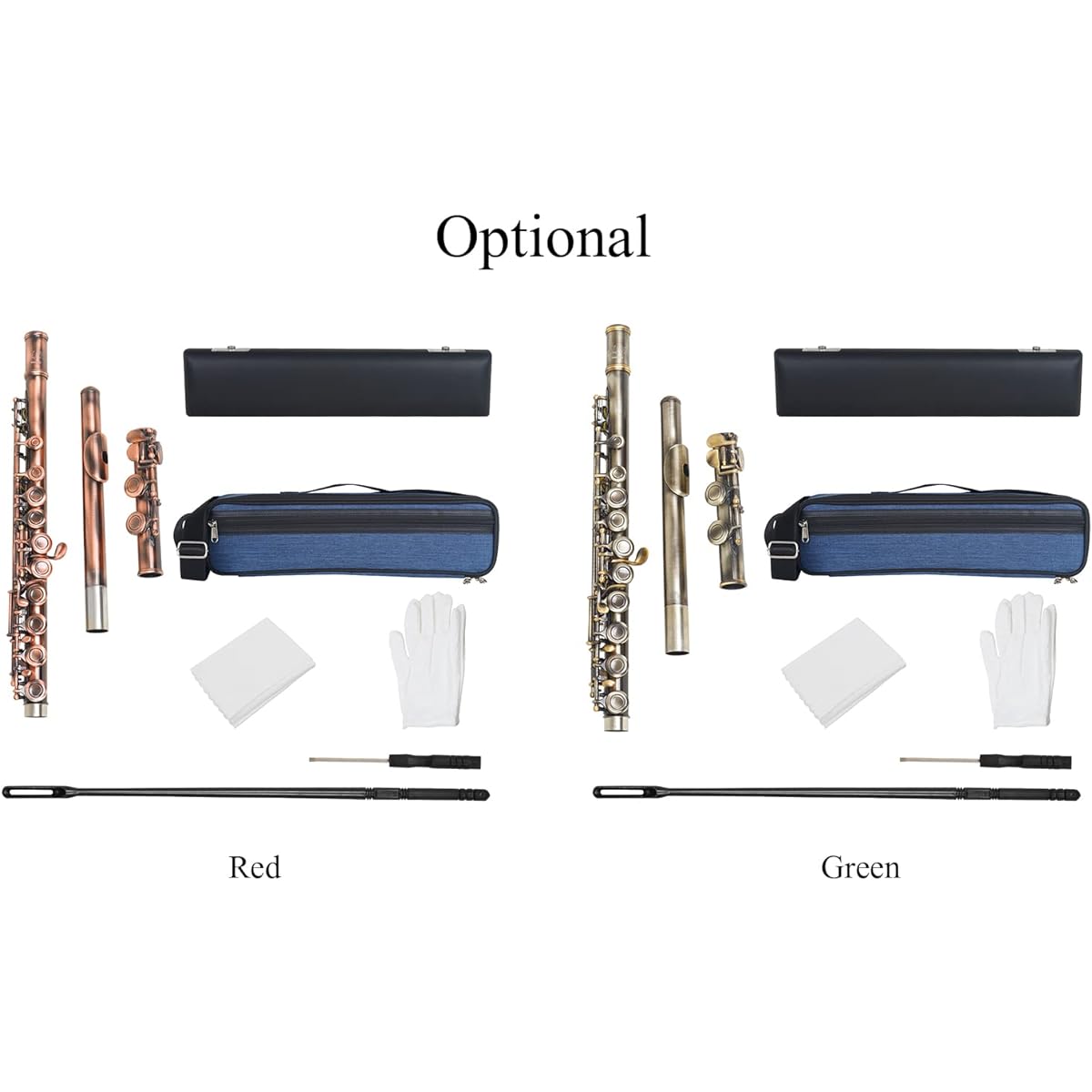 BUZHI C-key 16 Hole Flute Set, Closed Hole C Flute with Case Cleaning Rod Wiping Cloth and Gloves for Beginners and Music Lovers