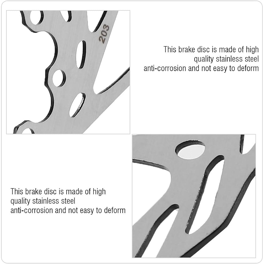 Bike Disc Brake Set Bicycle Disc Brake Rotor 203mm/8 inch 6 Bolts Stainless Steel Corrosion Resistant Heat Dispersion Direct Replacement Extended Rotor Life High Quality Bicycle Brake Disc Pad for Mountain Bikes
