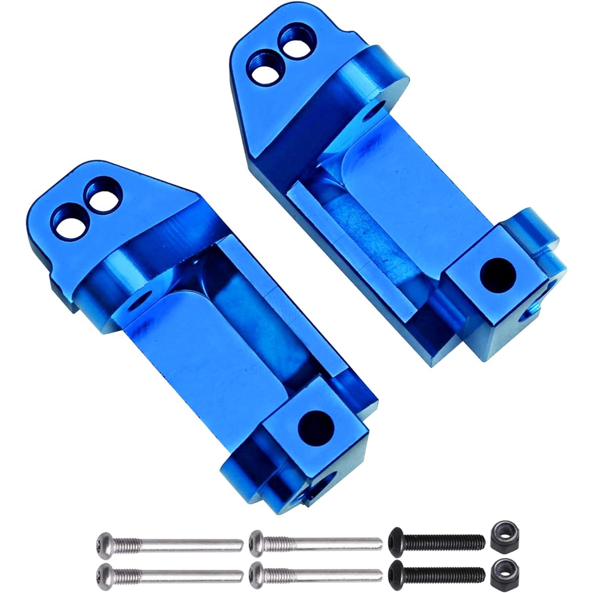 CrazyHobby Aluminum Front Steering Block & Caster Block and Rear Stub Axle Carrier Upgrade Kit for 1/10 Traxxas Slash 2WD Stampede Rustler VXL Replacement 3632 3736 3752 (Blue)