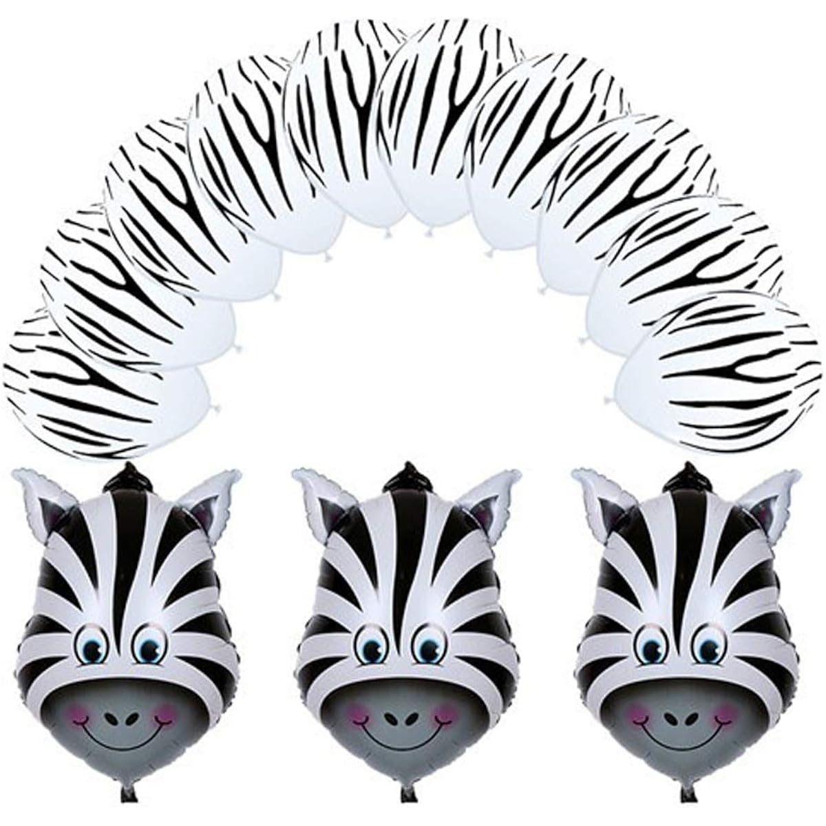 Morndew 13pcs Zebra Foil Balloons and Latex Balloons for Forest Theme Party Kids Birthday Party Baby Shower Decorations