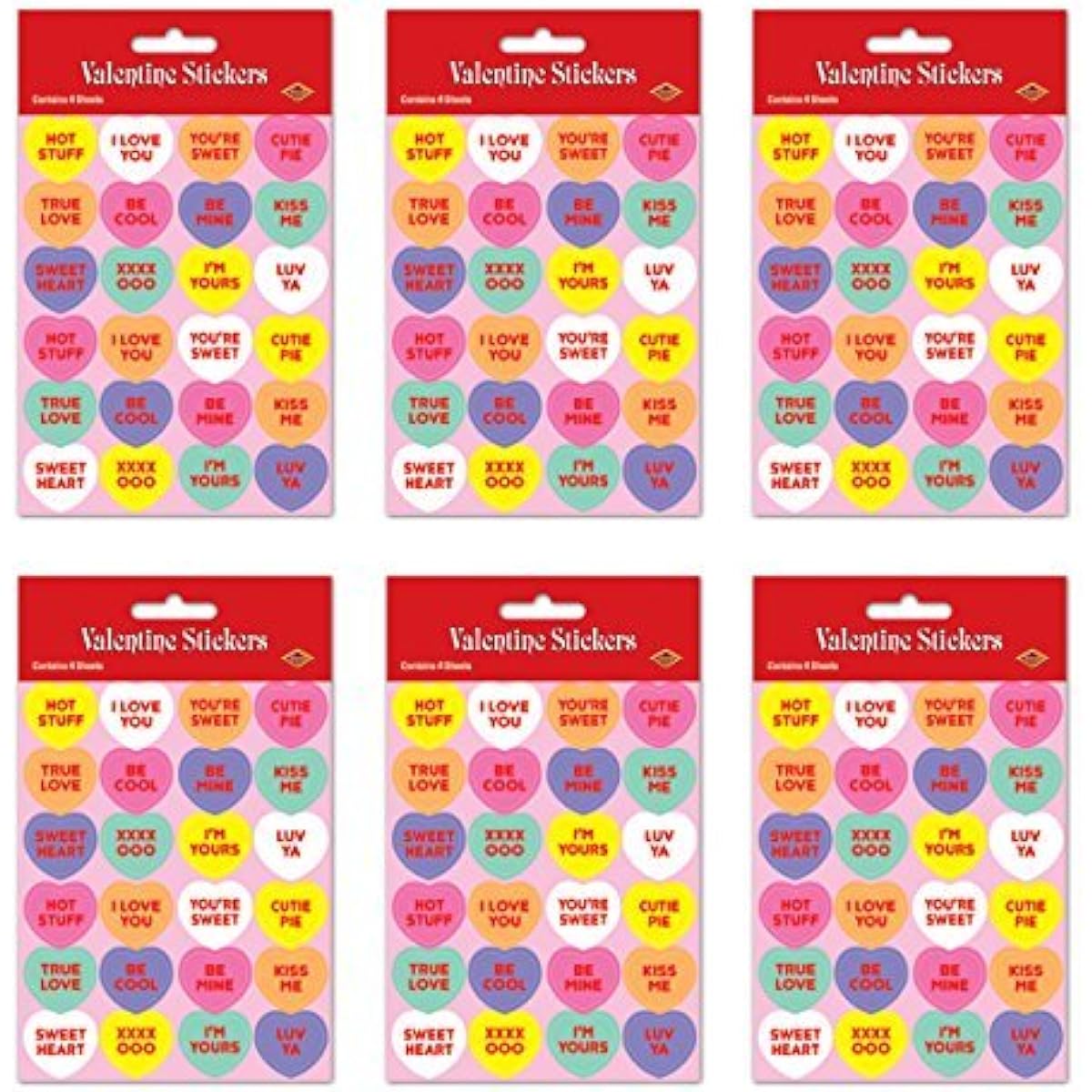 Beistle Candy Heart Stickers, 24 pcs, 4.75" x 7.5"