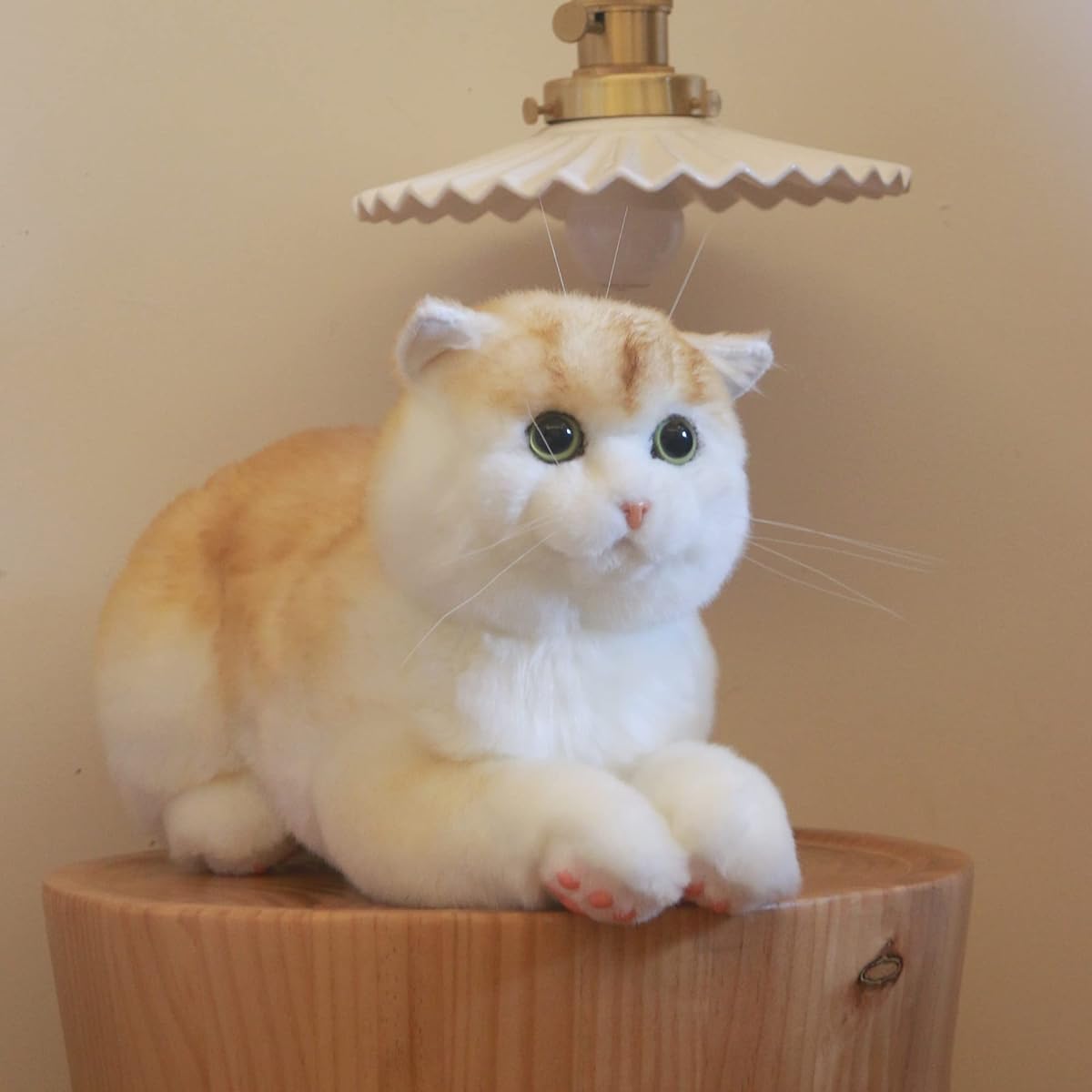 Chongker Cat Plush Toy, Realistic, Lifelike, Handmade, Soft to the Touch, Cute and Soothing Cat, Plush Toy for Cat Lovers, Moms, Children, and the Elderly, Birthday and Anniversary Gift (Orange)