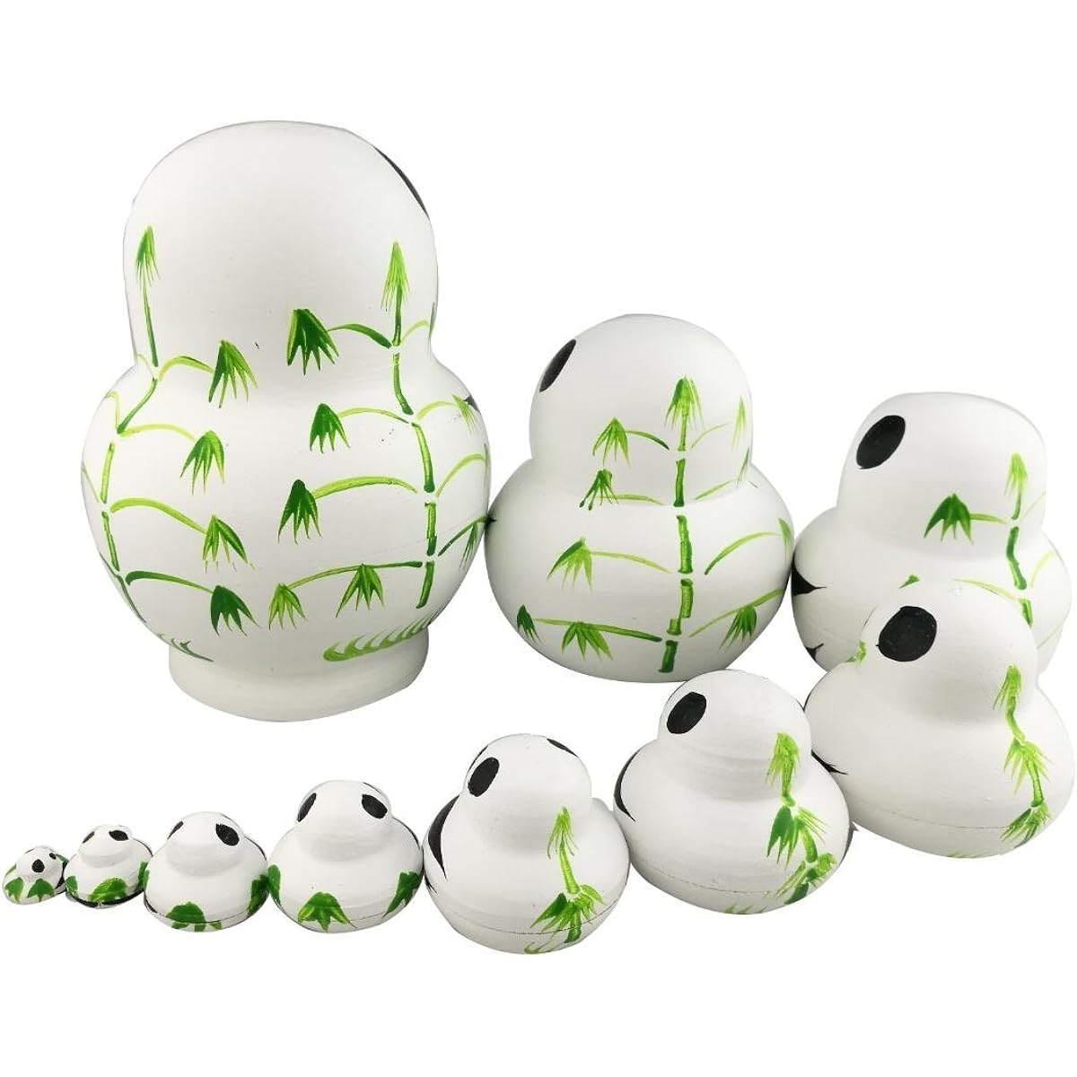 Cute Panda Matryoshka Doll Matryoshka Handmade Hand Painted Wooden Product Set of 10 Birthday Present Gift Children's Toy Ornament Figurine Limited Time Offer